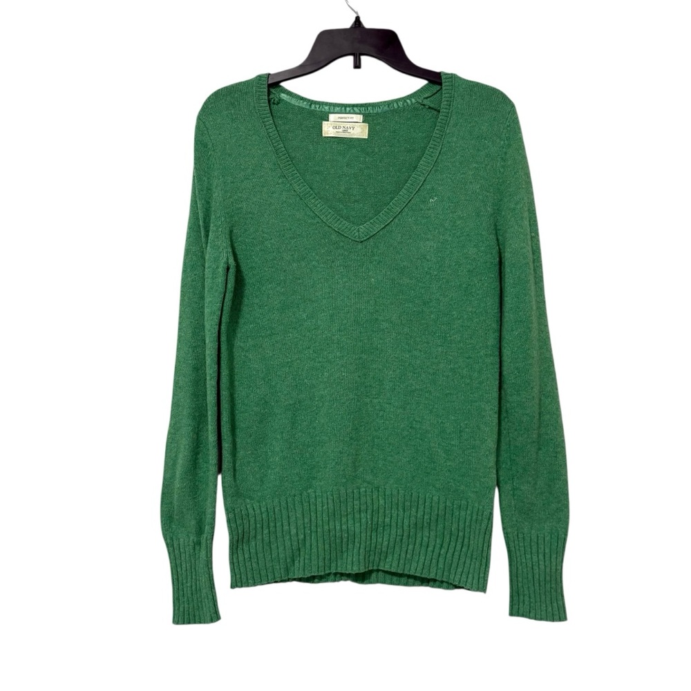 Vintage Y2K Old Navy Size Large Perfect Fit Green V Neck Sweater Elena Gilbert